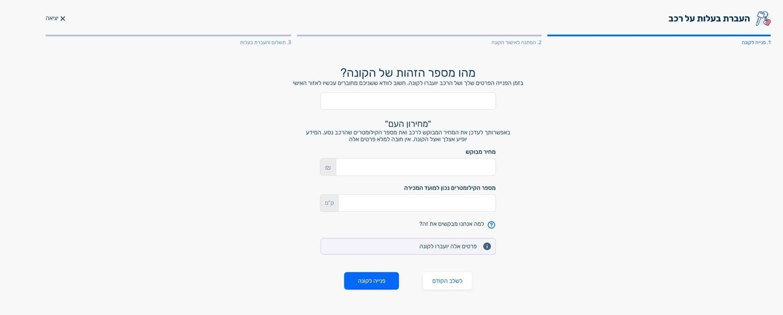 העברת בעלות רכב, פרטי הקונה